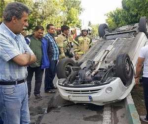 واژگونی تیبا ، تصادف خودرو
