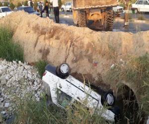 سقوط پراید به کانال آب ، تصادف پراید