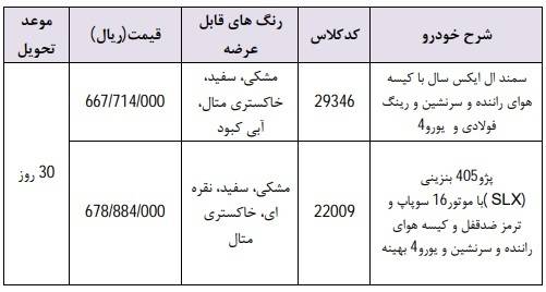 فروش فوری سمند و پژو 405