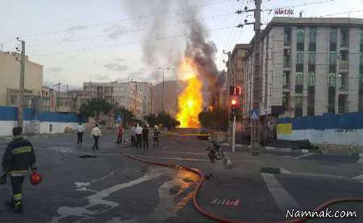 آتش سوزی انفجار گاز در شهران ، انفجار لوله گاز در شهران ، انفجار شدید در تهران