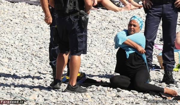 زن مسلمان در ساحل