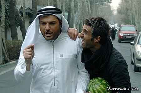 پژمان جمشیدی و سام درخشانی بالباس عربی در سریال پژمان