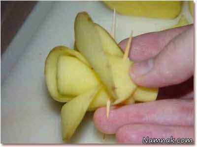 آموزش چیپس سیب زمینی به شکل گل رز ، تزیین چیپس ، چیپس سیب زمینی به شکل گل رز
