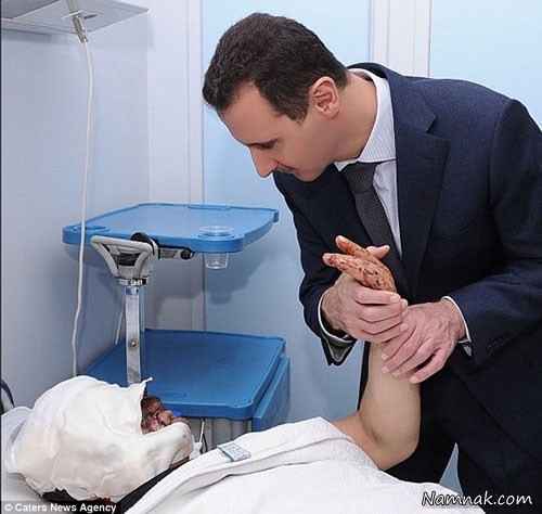 دیدار بشار اسد و همسرش از مجروحین سوریه