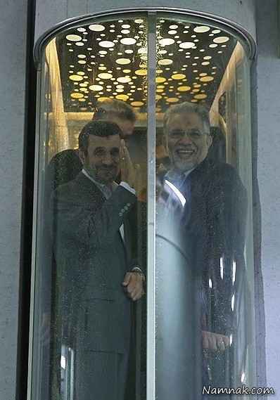 گیر کردن  ونجات یافتن محمود احمدی نژاد رئیس جمهور سابق در آسانسور دانشگاه 