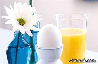 آب پرتقال و تخم مرغ در صبحانه