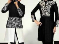 مانتو سفید مشکی