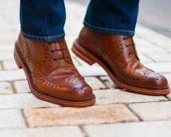 کفش چرم قهوه ای مردانه