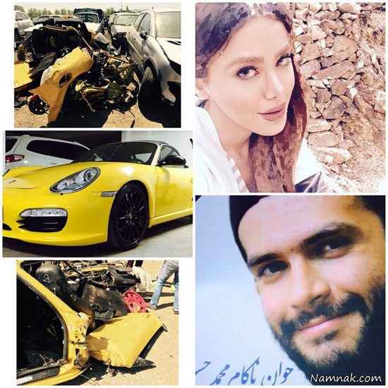 تصادف ماشین پورشه قبلی هوتن قلعه نویی تصادف ماشین هوتن