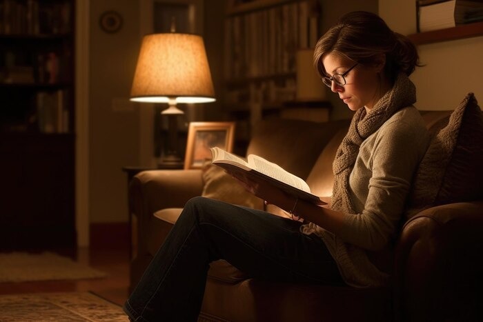 کتاب خواندن در نور کم