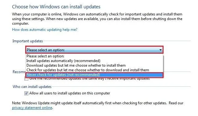 غیرفعال کردن آپدیت اتوماتیک ویندوز7 آپدیت اتوماتیک
