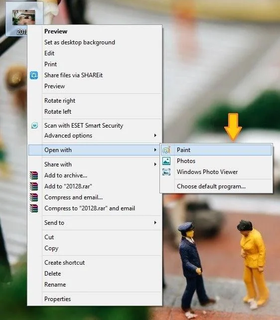 عکس را در برنامه paint اجرا کنید کاهش حجم عکس