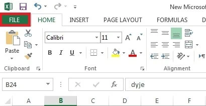 گزینه File را انتخاب کنید اکسل