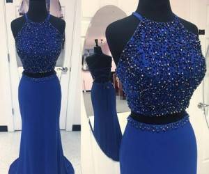 لباس مجلسی آبی ، نیم تنه و دامن