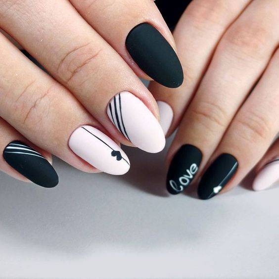 ایده های طراحی ناخن با لاک مشکی مات و براق + تصاویر