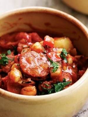 خوراک سوسیس و نخود ، طرز تهیه خوراک سوسیس و نخود