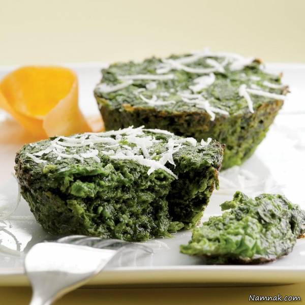 طرز تهیه کاپ کیک اسفناج با پنیر پارمزان کاپ کیک اسفناج با پنیر پارمزان
