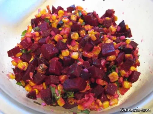 طرز تهیه سالاد ذرت با لبو سالاد ذرت با لبو