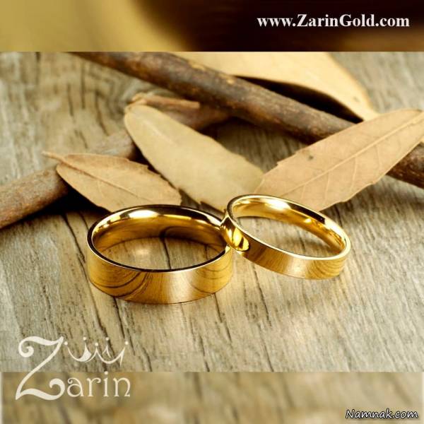 نمونه حلقه ازدواج براق زرد ساده عکس حلقه ازدواج