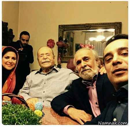 کمند و سپند امیرسلیمانی در کنار پدر و محمدعلی کشاورز