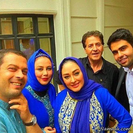 پژمان بازغی ، بهنوش بختیاری ، الهام حمیدی و ابوالفضل پورعرب در پشت صحنه سریال روزهای بیقراری پژمان بازغی و بهنوش بختیاری