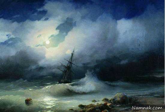 نقاشی دریای طوفانی