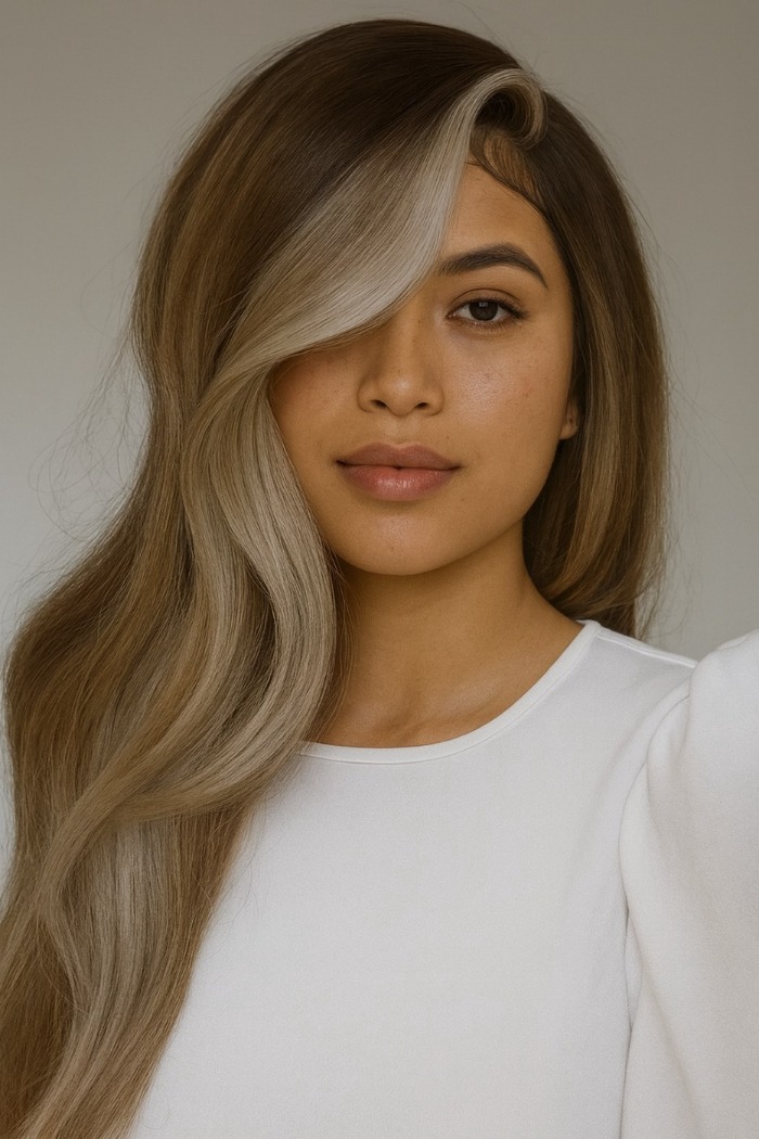 هایلایت دودی روی موی قهوه ای هایلایت دودی