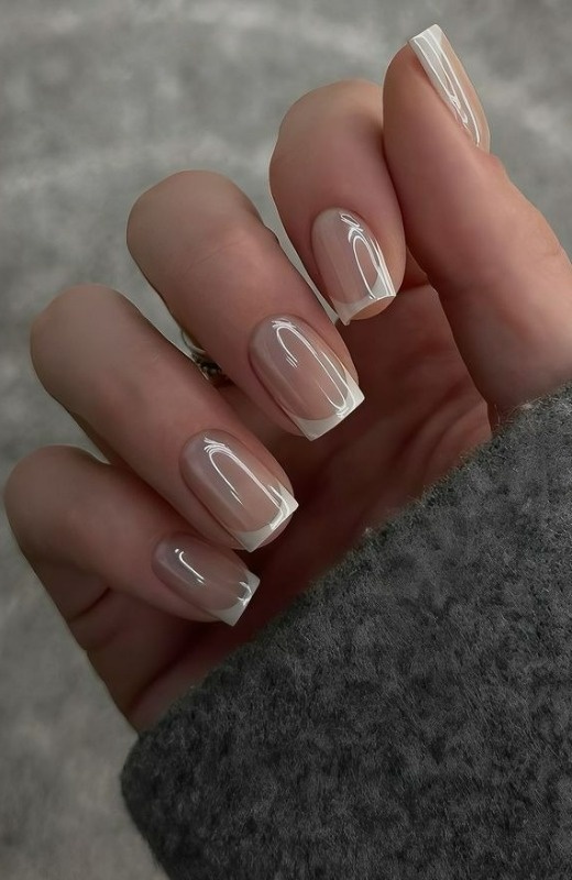 فرنچ روی ناخن کروم فرنچ ناخن