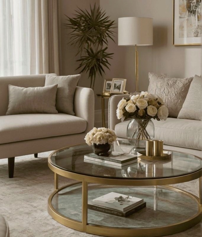 تزیین و چیدمان میز جلو مبلی گرد تزیین میز جلو مبلی گرد