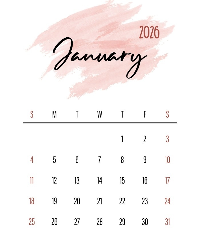 تقویم ژانویه ۲۰۲۶