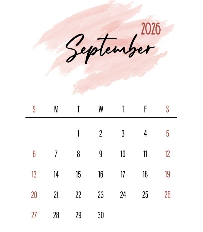 تقویم سپتامبر ۲۰۲۶