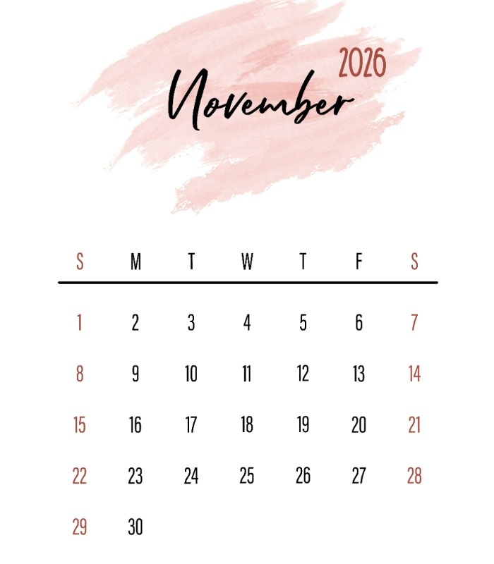 تقویم نوامبر ۲۰۲۶