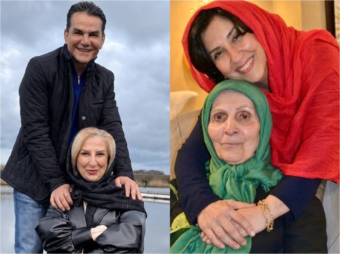 مرجانه گلچین در کنار مادر و برادرش خانواده مرجانه گلچین
