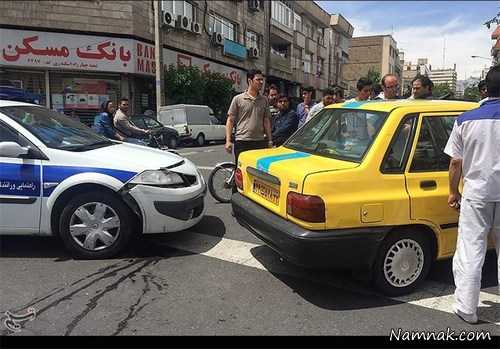 تصادف ، تصادف خودروی پلیس با پراید ، تصادف خودروی پلیس در تهران
