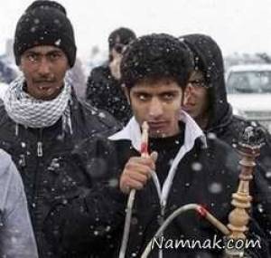 قلیان کشیدن ، قلیان کشیدن در برف
