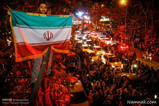 شادی در خیابان های تهران ، توافق هسته ای ، تصاویر شادی مردم بعد از توافق هسته ای