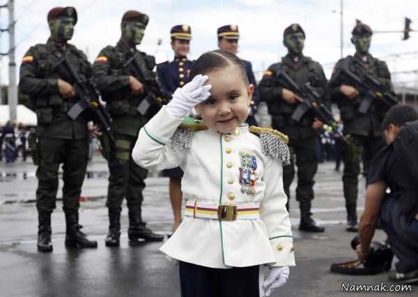 دختر 3 ساله با لباس نظامی