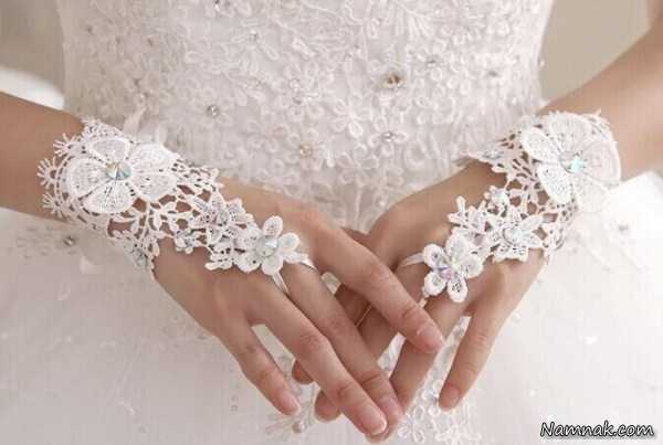 دستکش عروس شیک ، دستکش توری عروس ، عکس دستکش عروس