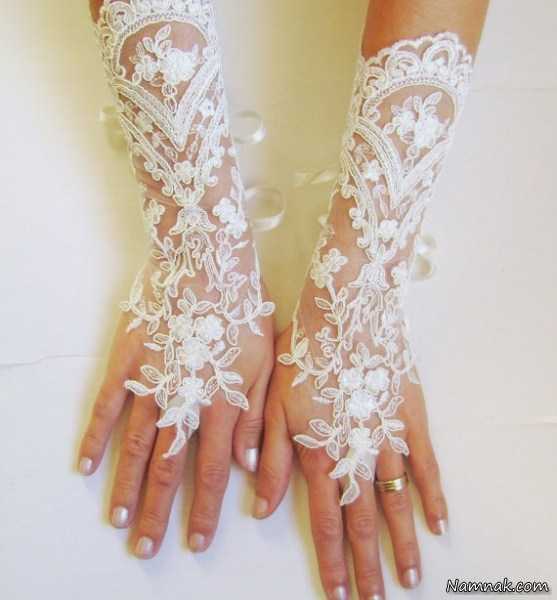 مدل دستکش عروس ، مدل دستکش کوتاه ، دستکش توری