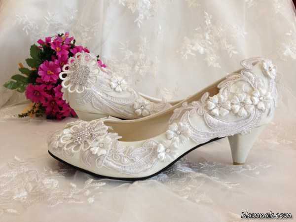 کفش عروس جدید ، جدیدترین کفش عروس2016 ، کفش عروس پاشنه کوتاه