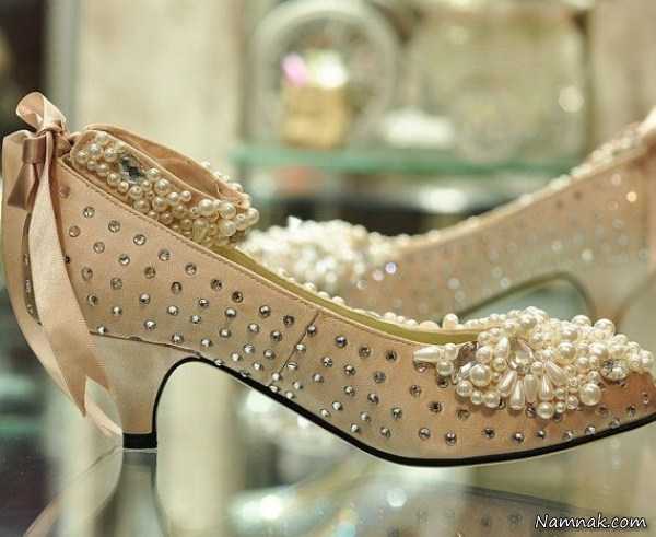 مدل کفش عروس جدید ، کفش عروس پاشنه کوتاه ، کفش عروس پاشنه تخت