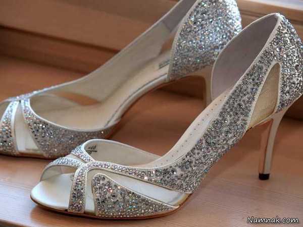 مدل کفش عروس ، کفش عروس پاشنه تخت ، کفش عروس با پاشنه کوتاه