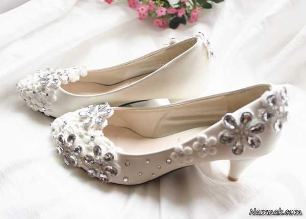 پانزده مدل از جدیدترین کفش های سفید عروس با پاشنه کوتاه و کوتاه تر بسیار شیک
