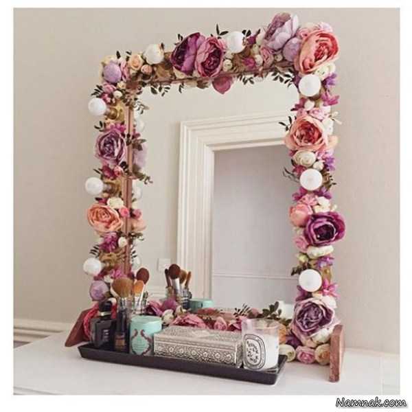 تزیین آینه با گل