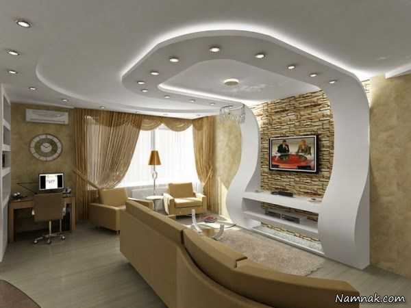 نورپردازی حرفه ای سقف و دیوار در اتاق پذیرایی و نشینمن ( نمونه تصویر )