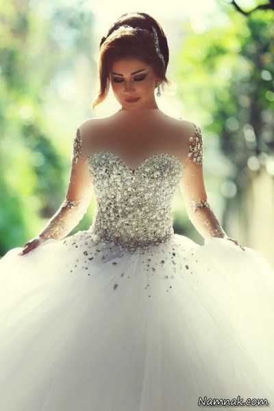 مدل لباس عروس جدید ، مدل لباس عروس دانتل ، مدل لباس عروس دانتل آستین دار
