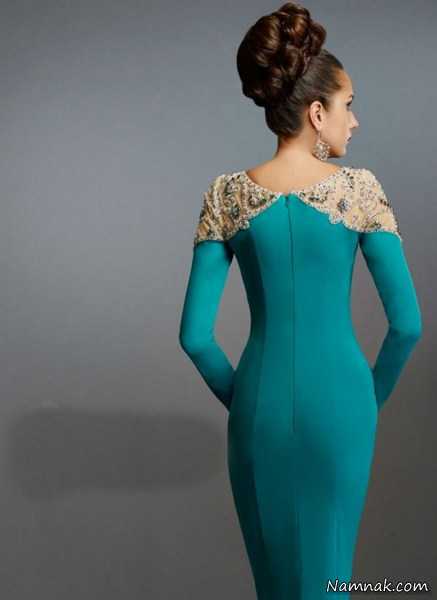 لباس مجلسی 2016 ، لباس دانتل دوزی ، لباس مجلسی آستین دار
