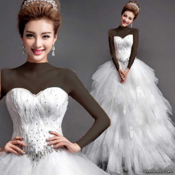 لباس عروس باکلاس ، مدل لباس عروس بلند ، مدل لباس عروس سنگ دوزی شده