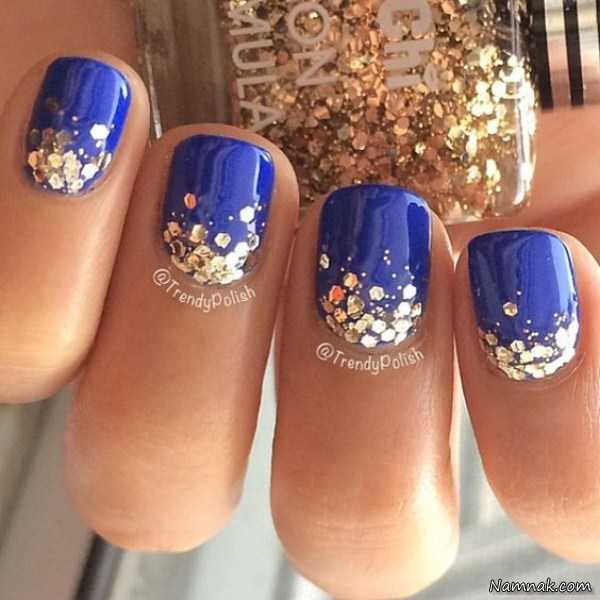 طراحی ناخن ، لاک اکلیلی ، لاک اکلیلی طلایی
