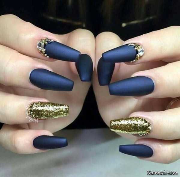 طراحی ناخن مجلسی ، لاک اکلیلی ، لاک اکلیلی طلایی